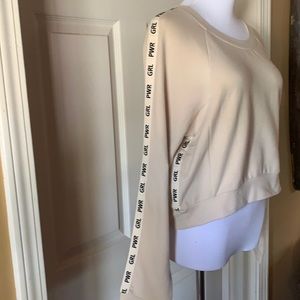 NWOT “GIRL POWER” by Express cropped cream sweatshirt